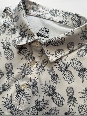 Kaipar Golf Polo Shirt Pineapples Short Sleeve Performance Men's 3XL White